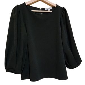Green Envelope Los Angeles Women's Puff 3/4 Sleeve Black Top Size L